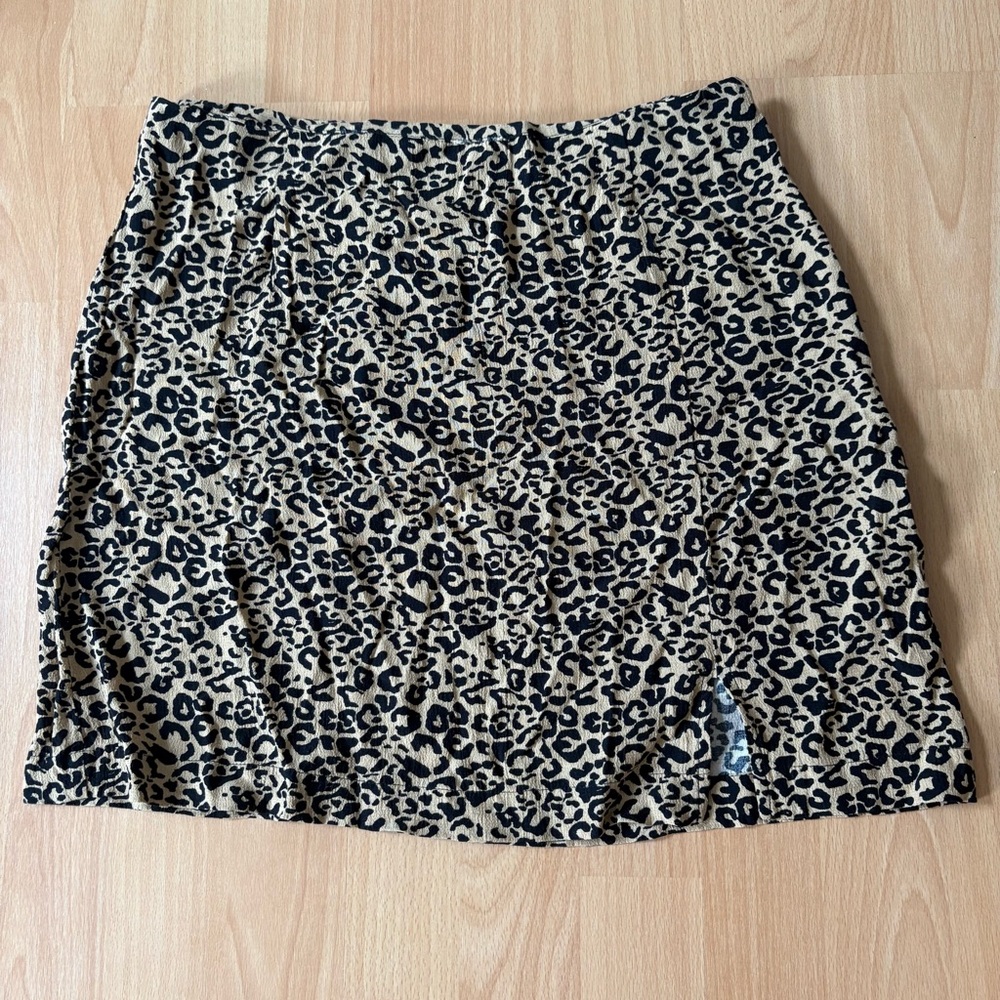 Free People Black and Tan Leopard Mini Skirt